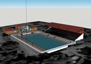 某欧式风格游泳场馆建筑设计SU(草图大师)模型