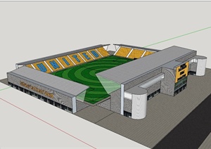 某现代风格露天足球场及建筑设计SU(草图大师)模型