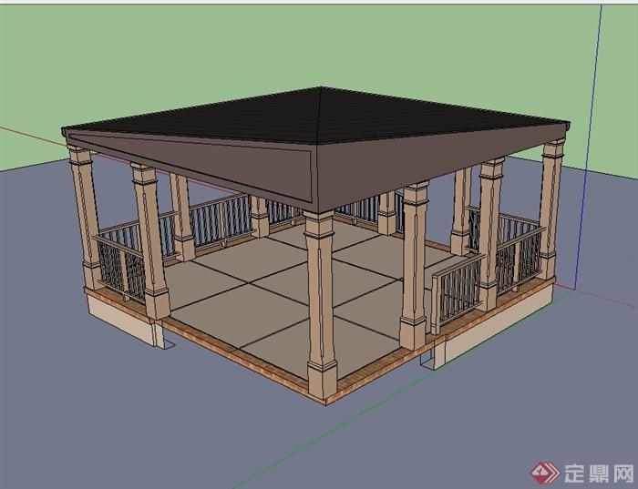 現代風格景觀涼亭設計su模型[原創]