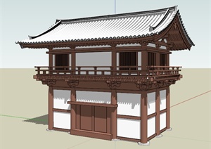 古典中式风格两层旅游建筑楼设计SU(草图大师)模型