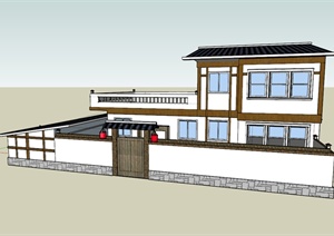 某现代中式风格川西农村新居建筑设计SU(草图大师)模型