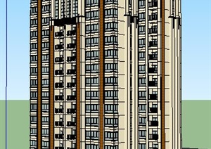现代简约高层公寓楼建筑SU(草图大师)精品模型