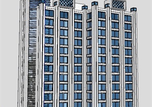 某现代11层公寓住宅楼建筑设计SU(草图大师)模型