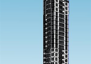 现代高层新闻广播中心建筑设计SU(草图大师)模型