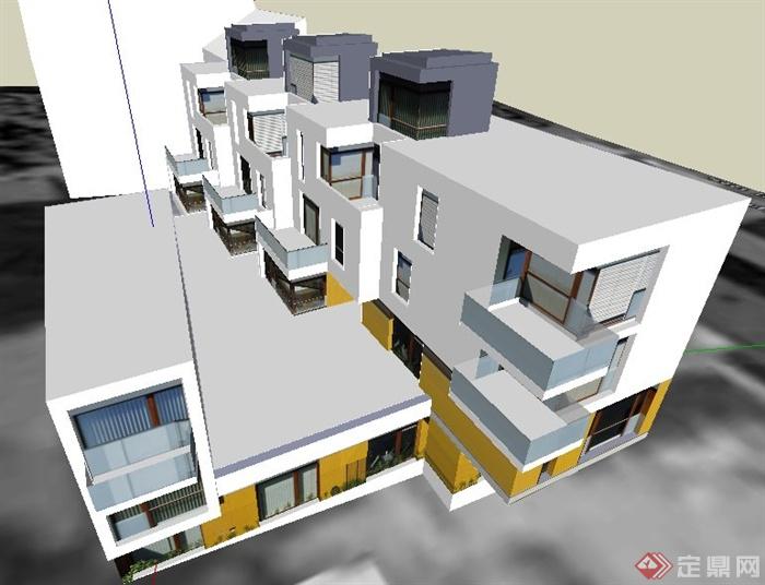 某多层公寓楼建筑设计su模型(1)