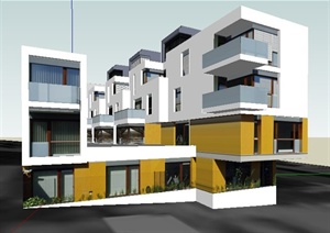 某多层公寓楼建筑设计SU(草图大师)模型