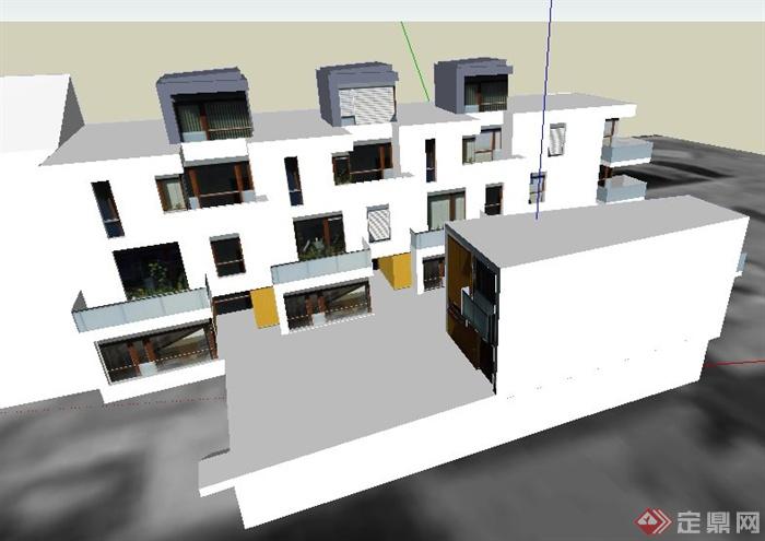 某多层公寓楼建筑设计su模型(3)