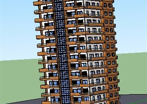 简约现代高层公寓楼建筑设计SU(草图大师)模型