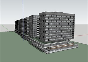 现代办公楼层建筑设计SU(草图大师)模型