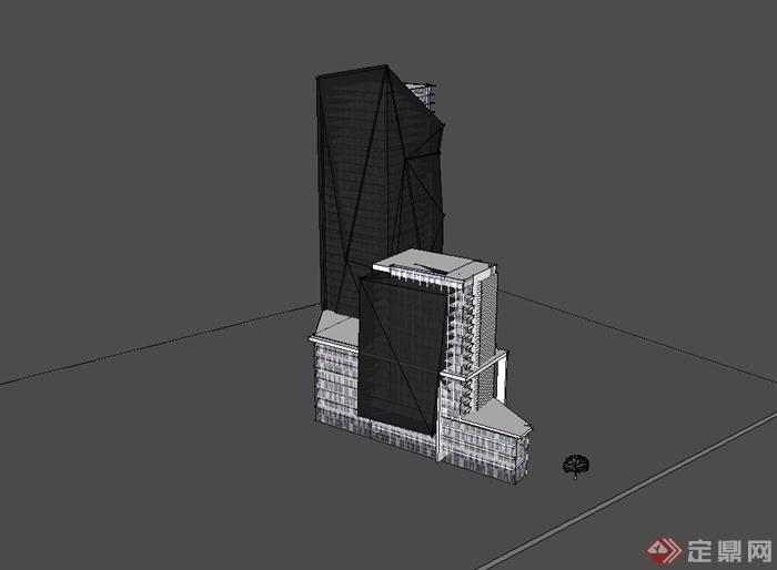 现代办公楼建筑su模型(1)