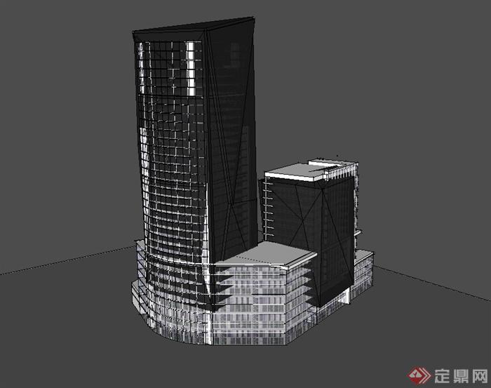 现代办公楼建筑su模型(4)