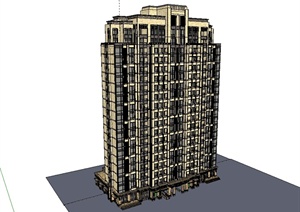 新古典风格高层小区住宅楼建筑SU(草图大师)模型