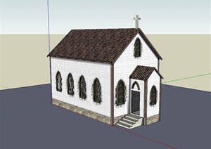 某欧式风格精致详细教堂建筑设计SU(草图大师)模型