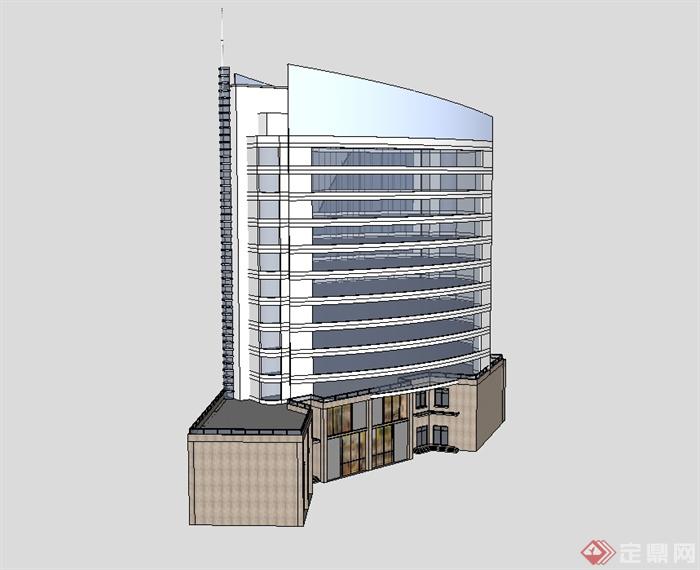 现代商业办公楼综合建筑SU草图大师模型(3)