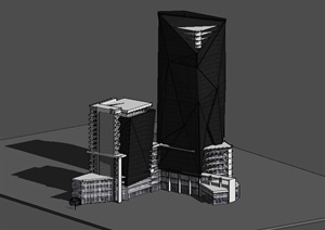 现代高层精致办公楼SU草图大师模型