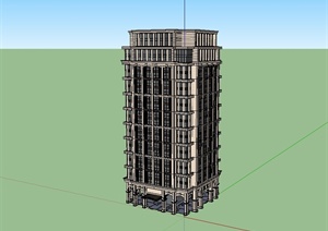 新古典风格高层居住楼建筑SU(草图大师)模型