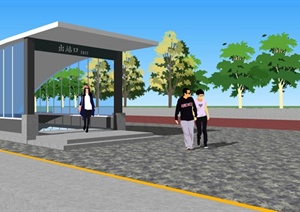 现代风格地铁站出口设计SU(草图大师)模型