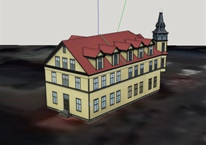 英式小办公楼建筑设计SU(草图大师)模型