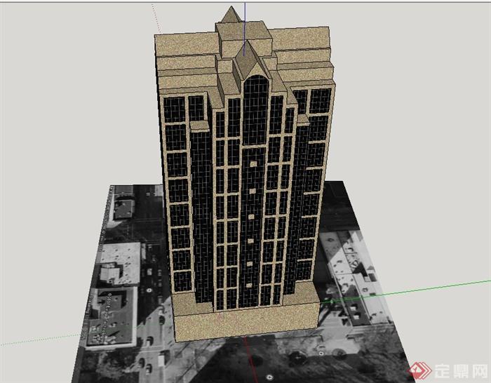 现代风格美联银行建筑大厦设计su模型(2)