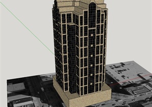 现代风格美联银行建筑大厦设计SU(草图大师)模型