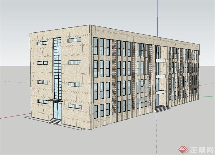 现代办公楼建筑设计SU草图大师模型(1)