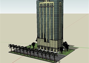 现代高层办公楼建筑SU草图大师模型