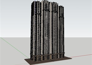 新古典风格精致高层住宅建筑SU(草图大师)模型