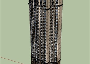 某新古典风格精致高层居住建筑SU(草图大师)模型