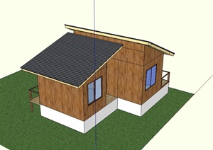 某现代风格单层小木屋设计SU(草图大师)模型