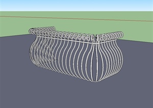某欧式风格铁艺栏杆围栏设计SU(草图大师)模型