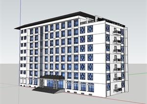 简单现代办公室楼建筑设计SU(草图大师)模型