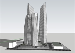 某现代风格高层办公大厦建筑SU(草图大师)模型