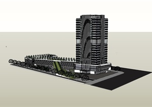 某现代风格绿色高层商业综合体办公楼设计SU(草图大师)模型