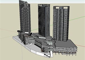某现代风格多栋高层商业住宅建筑设计SU(草图大师)模型
