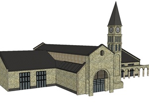 法式乡村教堂SU(草图大师)模型