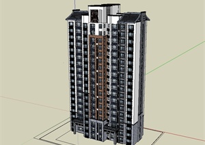 新中式风格小高层住宅建筑楼设计SU(草图大师)模型