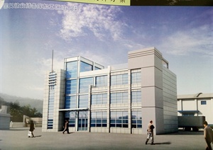 某现代风格三层综合办公楼建筑SU(草图大师)模型设计