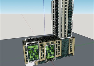 现代高层商业住宅楼建筑SU(草图大师)模型