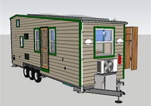 现代风格车厢改装可移动小屋设计SU(草图大师)模型