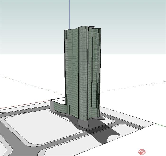 某现代风格银行高层大楼建筑SU模型(3)