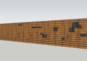 某现代木质创意景墙设计SU(草图大师)模型