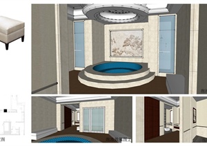 某现代风格休闲会所室内装饰泡池设计SU(草图大师)模型