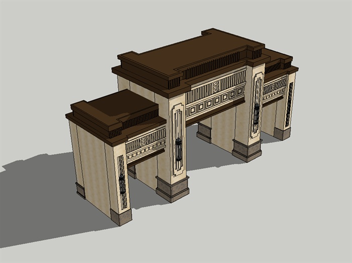 某法式风格小区大门建筑SU模型设计