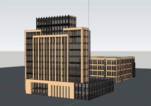 新古典风格详细多层办公楼建筑设计SU(草图大师)模型