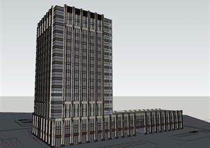 新古典风格详细精致高层办公楼建筑设计SU(草图大师)模型