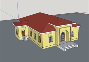 欧式风格独栋别墅建筑楼设计SU(草图大师)模型