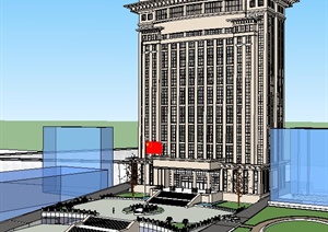 新古典高层政府办公大楼建筑设计SU(草图大师)模型