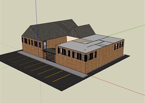 美式风格简单的别墅建筑设计SU(草图大师)模型