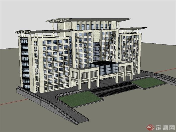 某现代风格多层政府机关办公楼建筑su模型(2)