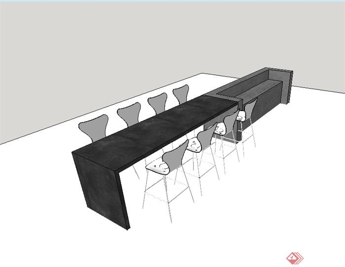 某现代简约风格室外桌椅设计su模型(2)